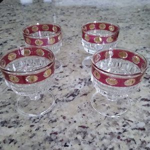 Italian aperitif glasses red and god border 4 set